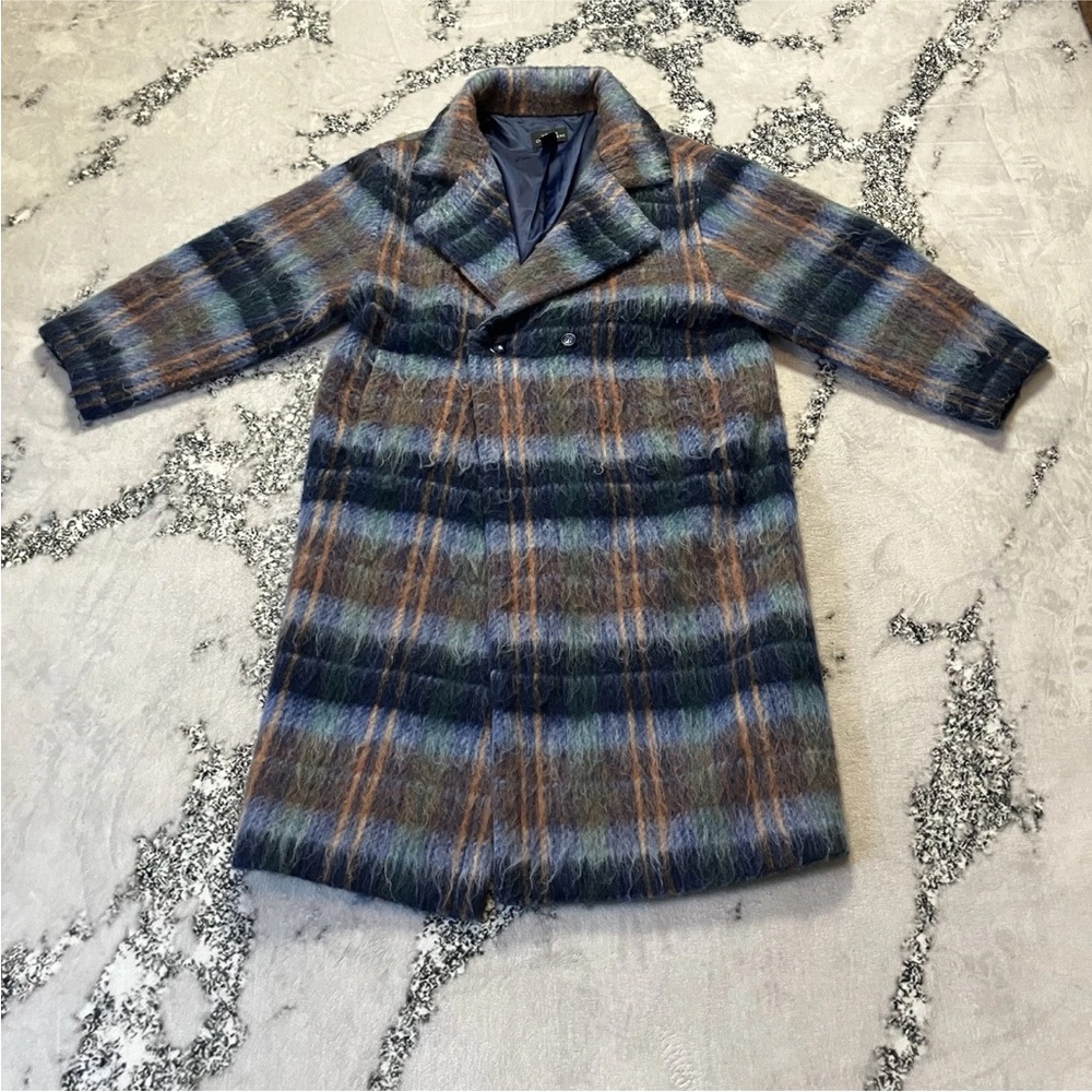 Urban Outfitters Coat Womens Medium Plaid Mohair Multicolor Lined Mid Length